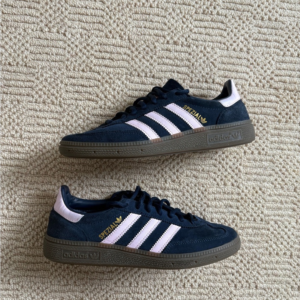 Adidas Dark Blue and Light Pink Samba Sneakers